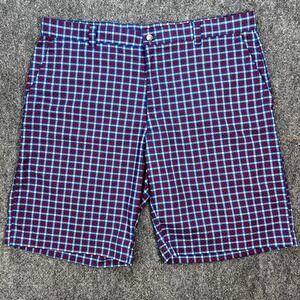 Callaway Golf Shorts Men's 38 Performance Stretch Blue & Red Check Plaid Summer
